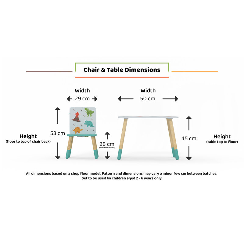 Kids 3 Piece Square Play Or Activity Table and Chair Set