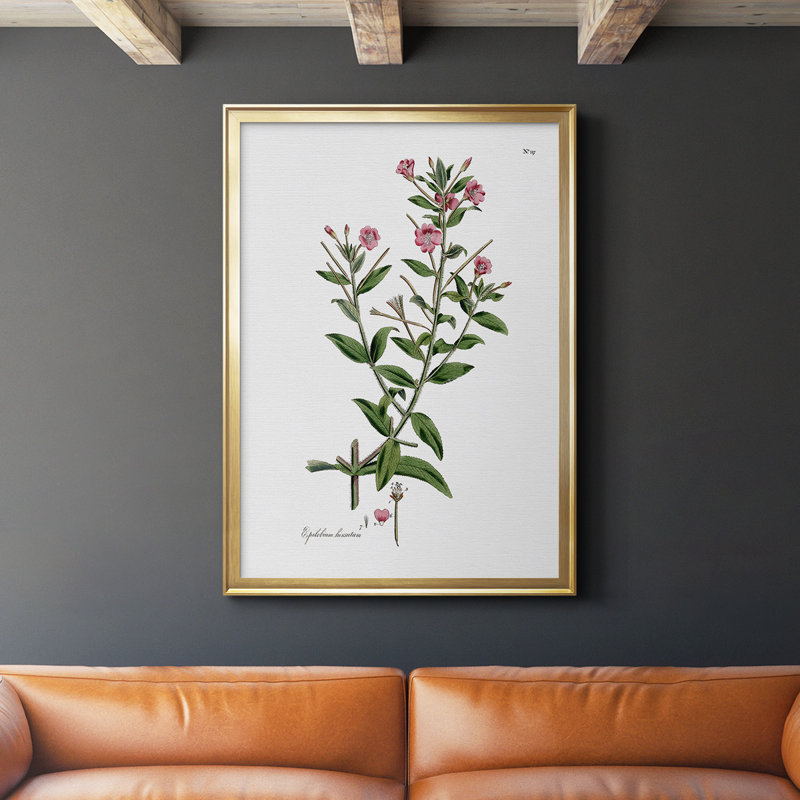 Toile encadrée de qualité supérieure Rose Botanical III - prête à être accrochée, Or, H 30,5 po x l 22,5 po