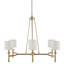 Lustre 6 lumières avec abat-jour tambour en tissu doré antique-655685159