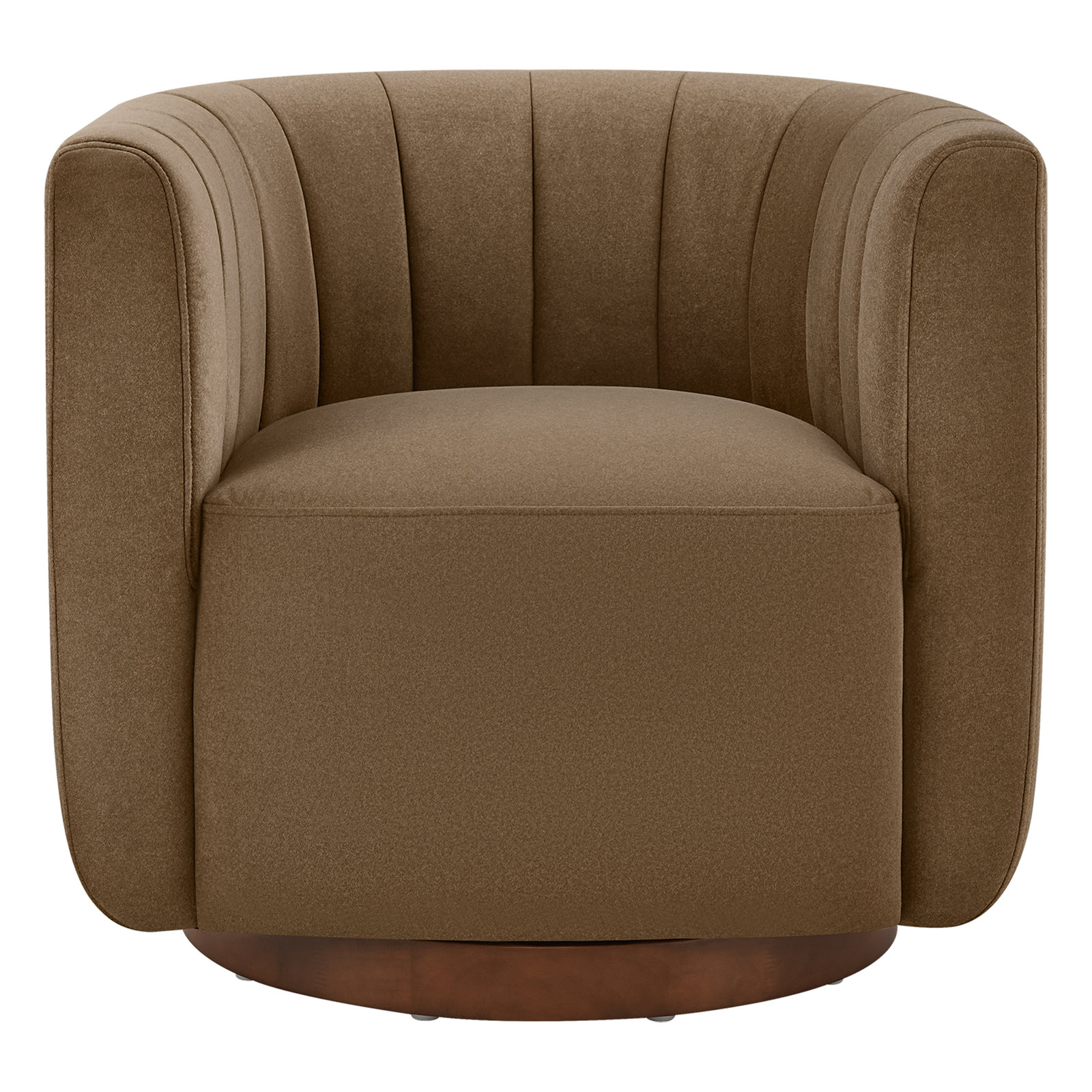 Upholstered Swivel Armchair, Vesper Tobacco Performance Velvet