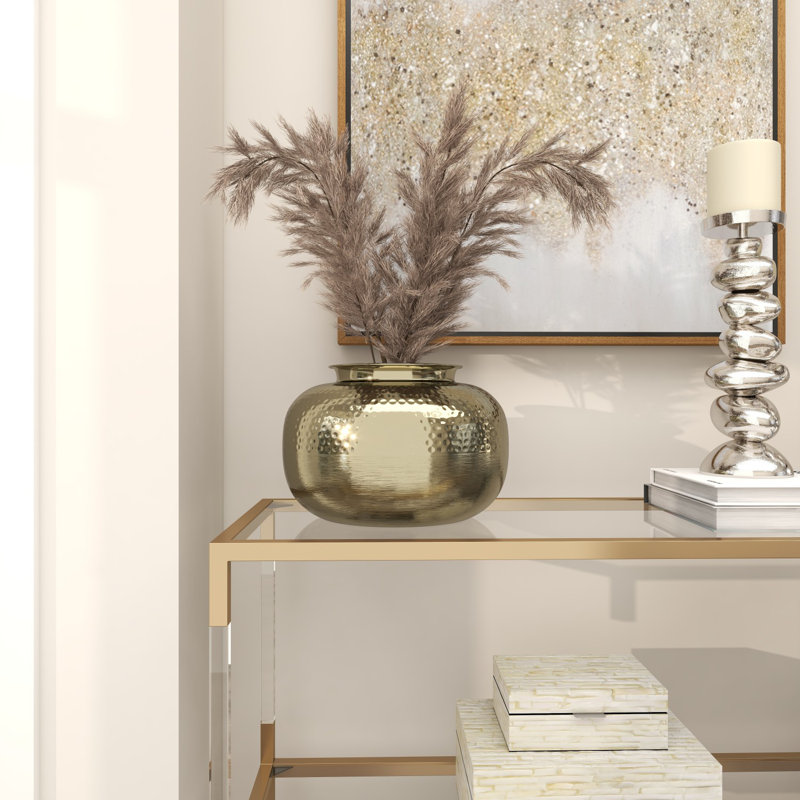 Vase en métal Carel, H 8,05 po x l 11,85 po x P 12 po