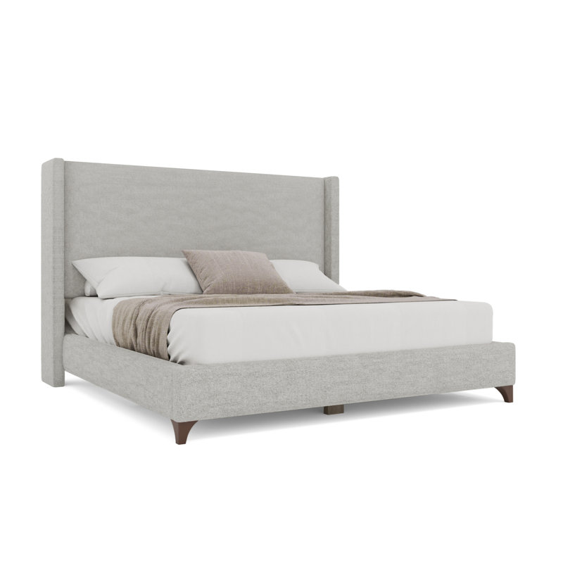 Lit tapissier Miliyah , Très grand lit, Tissu bouclé blanc