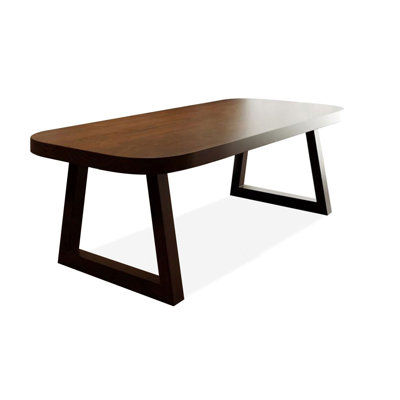Nut-brown Rectangular Solid Wood Dining Table
