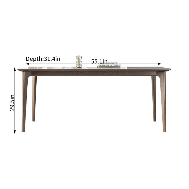 Damontrae Solid Wood Base Dining Table, 29.5"H x 55.1"L x 31.4"W