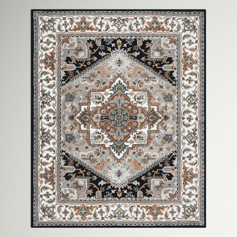 Tapis oriental en laine touffeté à la main Delara, Rectangle 6 pi x 9 pi