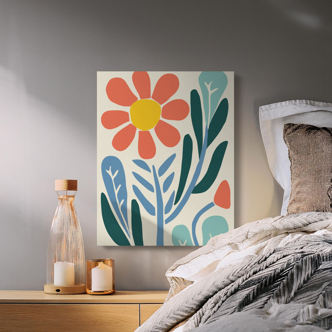 Mid Century Modern Floral Canvas Wall Art