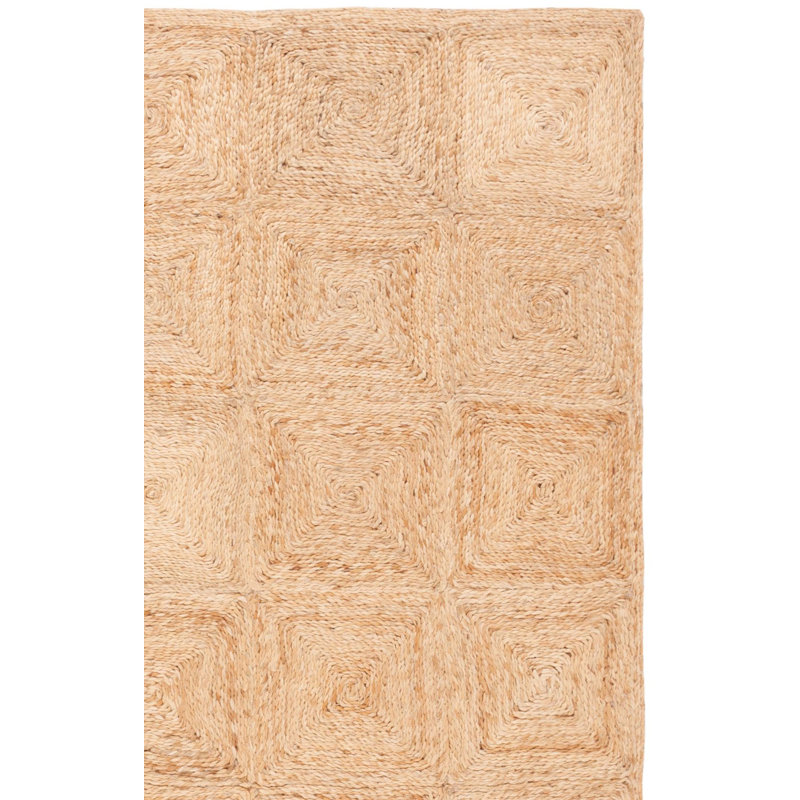 Tapis géométrique en jute tissé à la main en fibre naturelle Chrissey, Rectangulaire 3 pi x 5 pi