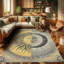 Machine Printed Mustard purple blue Rug