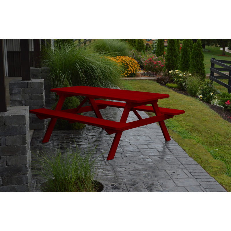 Table de pique-nique en bois massif Latisia, Rouge