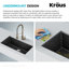 Évier de cuisine simple sous-comptoir en granit onyx KRAUS-120128984-120128983