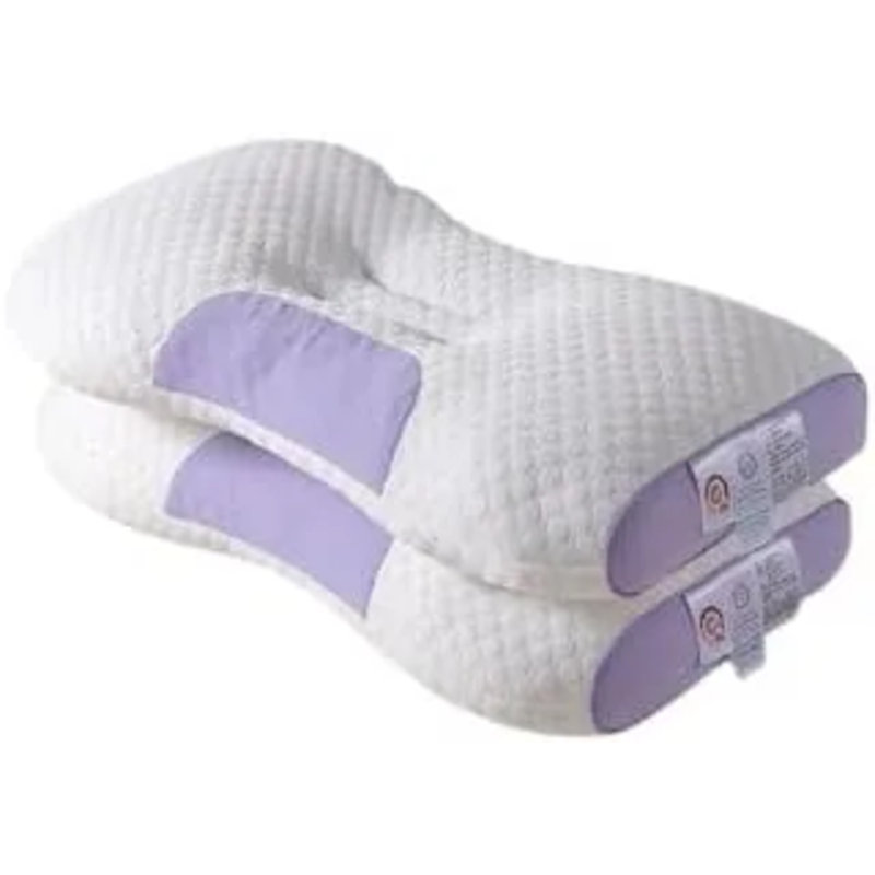 Ensemble de 2 oreillers de massage pour le cou en tricot de massage - Coussin ergonomique de soutien cervical avec housse amovible, contour réglable pour la maison, le bureau et les voyages