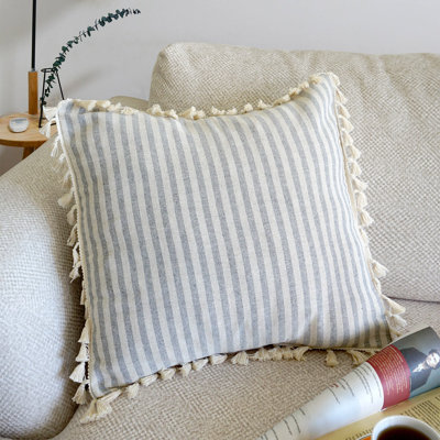 Arreguin Striped White Square Cushion Cover
