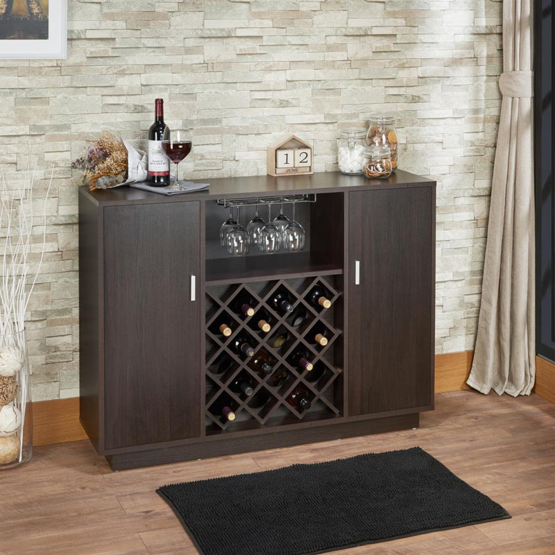 Desserte Hazen avec 2 armoires, armoire à vin avec 2 portes et 2 tablettes