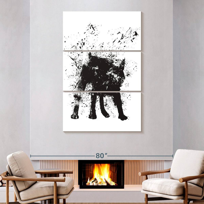 Brampt chien abstrait noir, H 74 po x l 48 po