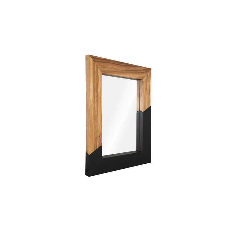 Miroir géométrique en bois, H 46 po x l 36 po x P 3 po, Naturel / Noir