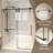 Frameless Sliding Bathtub Door With Clear Tempered Glass And Matte Black Stainless Steel, Adjustable For Most Bathrooms-124899071