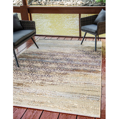 Outdoor Veranda Area Rug Neutral Color