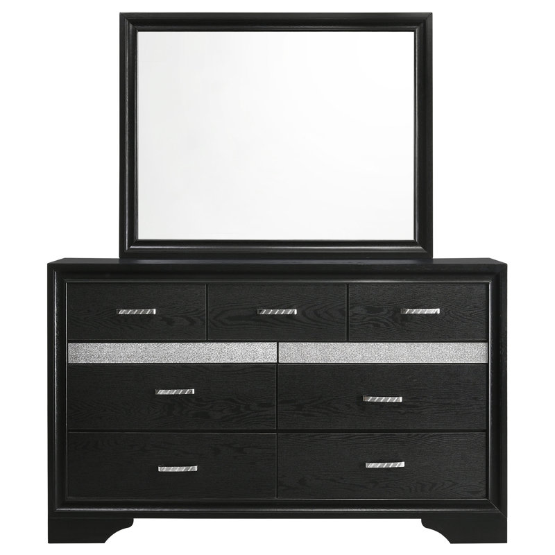 SantaAna 9-drawer Dresser with Mirror, Black