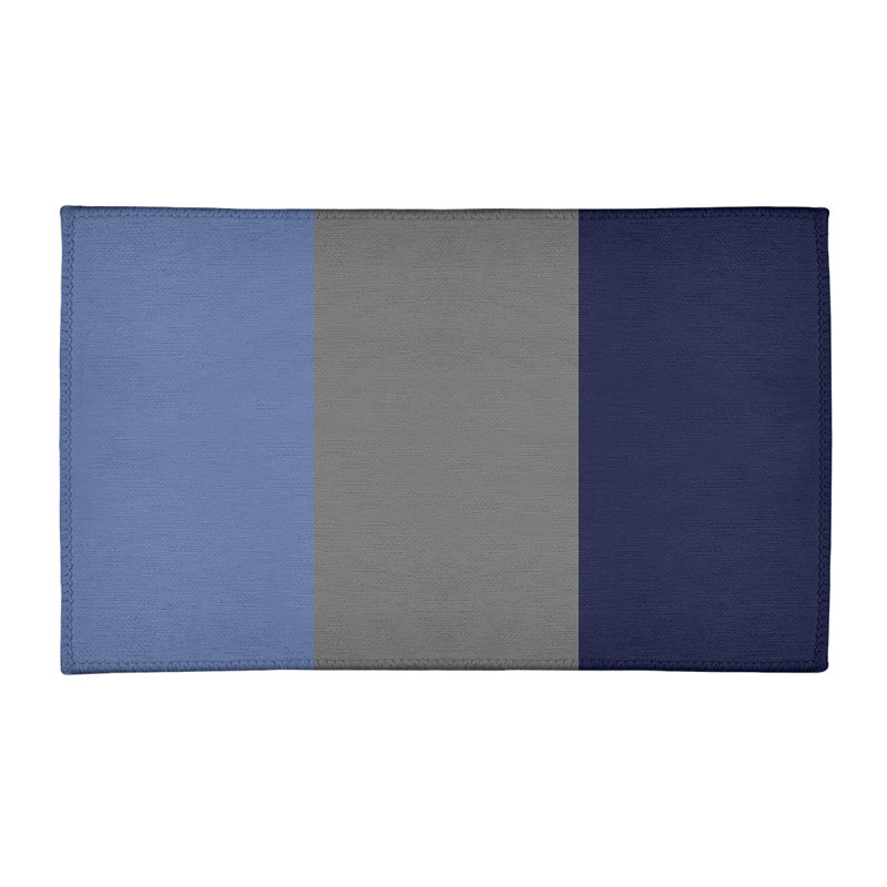 Tapis à rayures bleu/gris/bleu marine, Rectangle 2 pi x 3 pi
