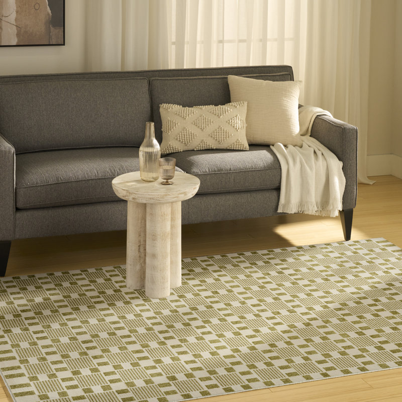 Capodilupo Green Modern Indoor Rug, Rectangle 4' x 6'