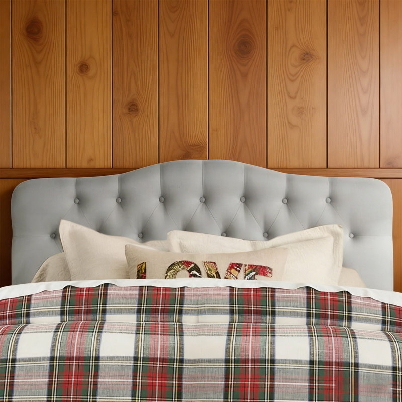 Tufted Upholstered Headboard, Solid Wood Head Board With Wood Legs, Adjustable Height Bed Headboard From 37” To 51” Fabric Headboard In Modern Button Design
