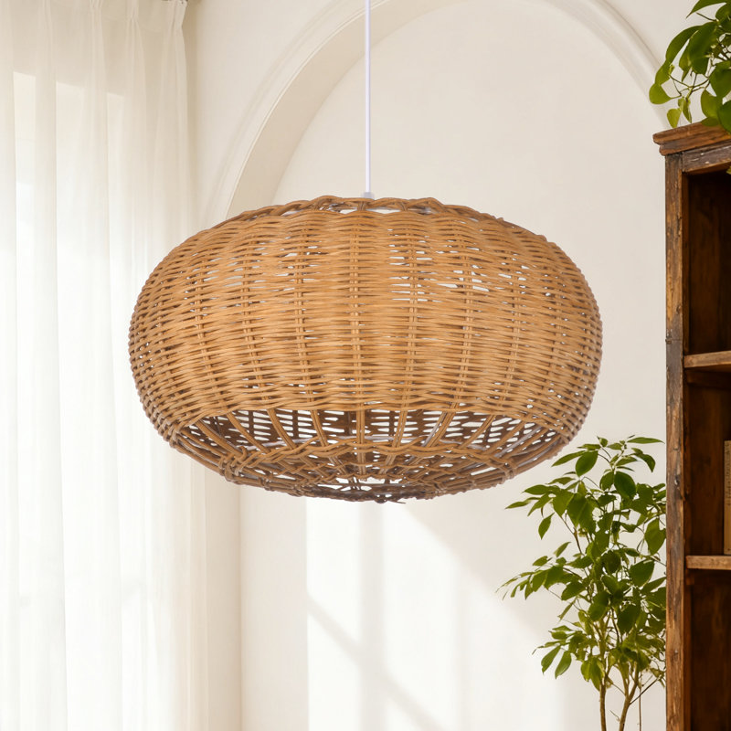 Luminaire suspendu vintage en rotin pour ferme, H 9,45 po x l 15,75 po x P 15,75 po