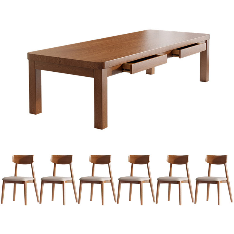 6 - Person Solid Wood Top Four Leg Dining Set, 29.52" H x 70.86" L x 31.49" W
