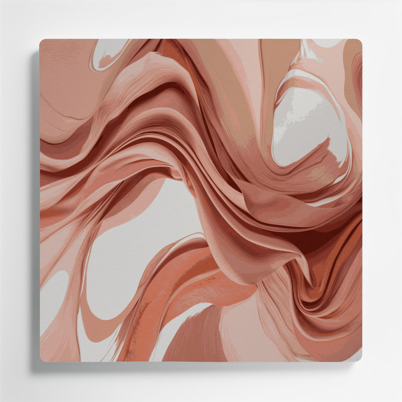 «Lyrical Abstraction 6», art mural en métal rose, H 32 po x l 32 po