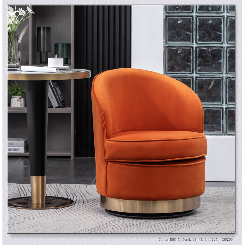 Chaise pivotante en velours Wania, Velours orange