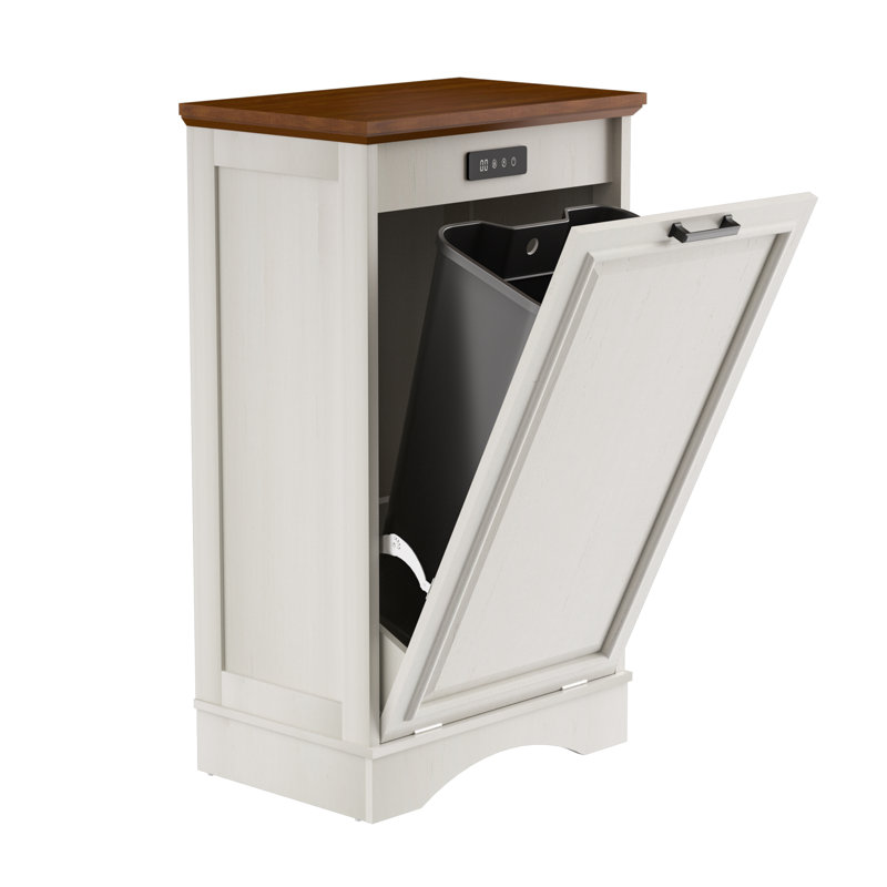 13 gallons inclinable avec armoire à ordures pour la cuisine, Blanc / Blanc