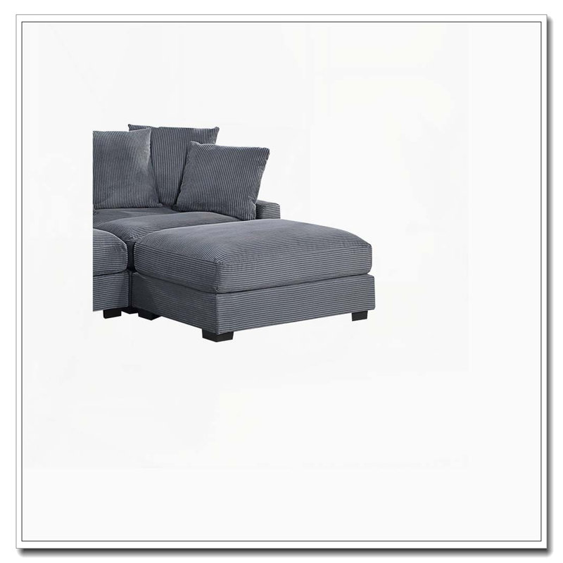 Repose-pieds contemporain en velours côtelé
