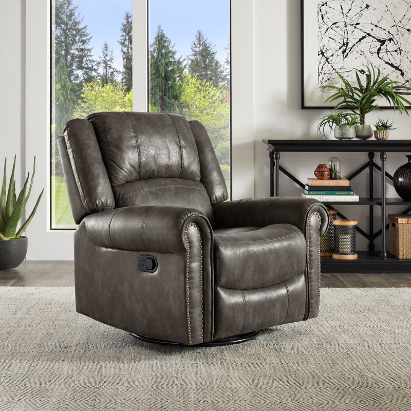 Fauteuil inclinable pivotant en microfibre Doniphan, Gris