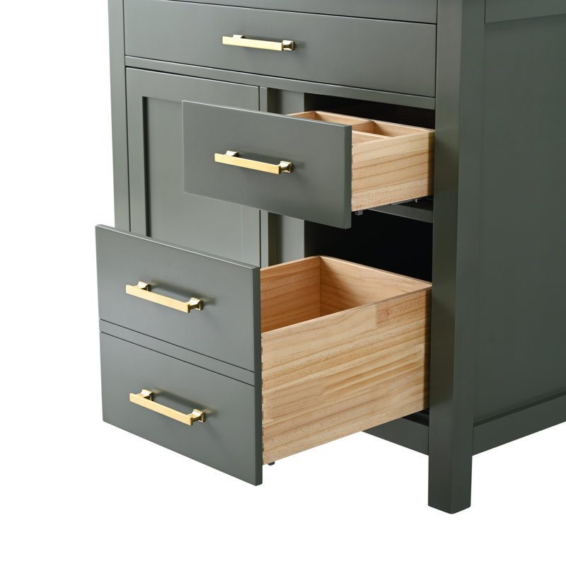 Trevor 36" W Single Vanity, Vintage Green/Brushed Gold