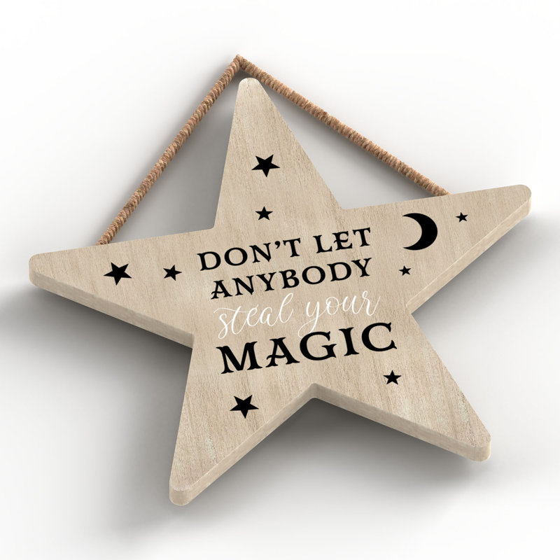 Witch Dont Let Anybody Wooden Star Plaque, Brown