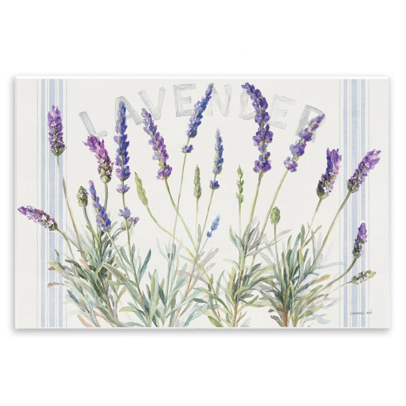 Lavande, grappe florale, bistro de campagne, rayures XXL, estampe numérique encadrée par Danhui Nai, H 13 po x l 19 po