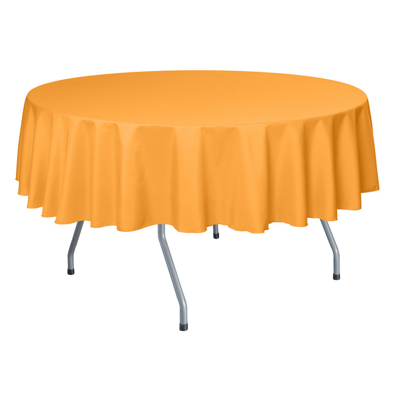 Ultimate Textile - Round Polyester Linen Tablecloth, 84" x 84", 1, Neon Orange