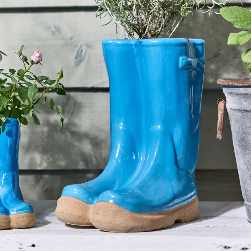 Carlson Ceramic Pot Planter, 29.5cm H x 24cm W x 16cm D, Blue
