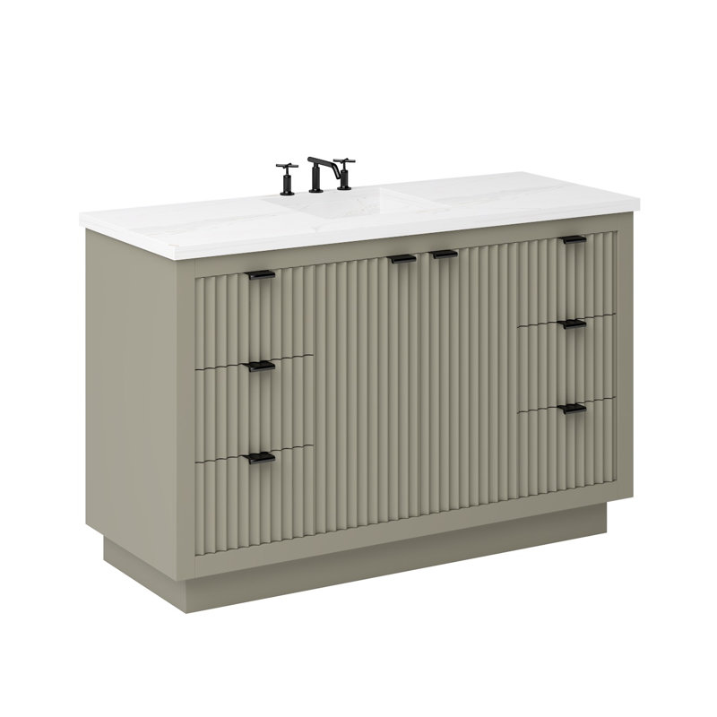 Lecrieú Single Extra Wide Bath Vanity, Matte Black, 48", French Olive