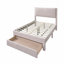Cadre de lit double 1 pièce de style contemporain avec tiroir de rangement en velours côtelé rose clair