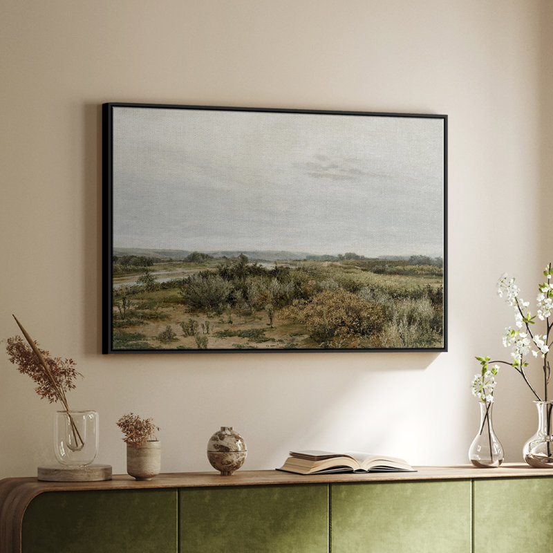 Paysage rétro - CMXL, H 17 po x l 25 po x P 2 po, Toile argentée avec cadre flottant