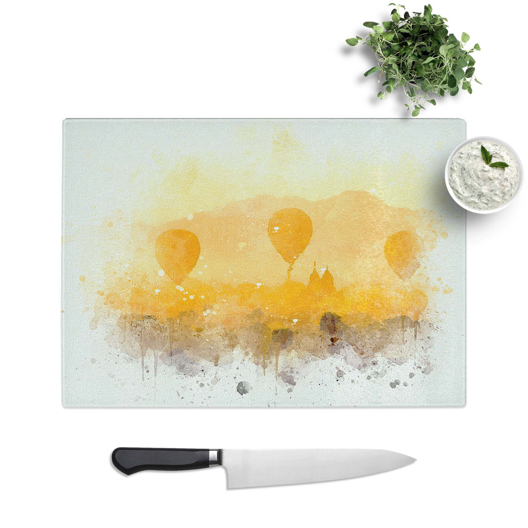 Glass Hot Air Balloons Over Bagan in Abstract Chopping Board