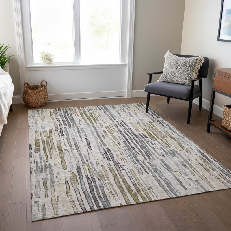 Machine Washable Indoor/Outdoor Cinead ACN1684 Beige Rug, Rectangle 10' x 14'