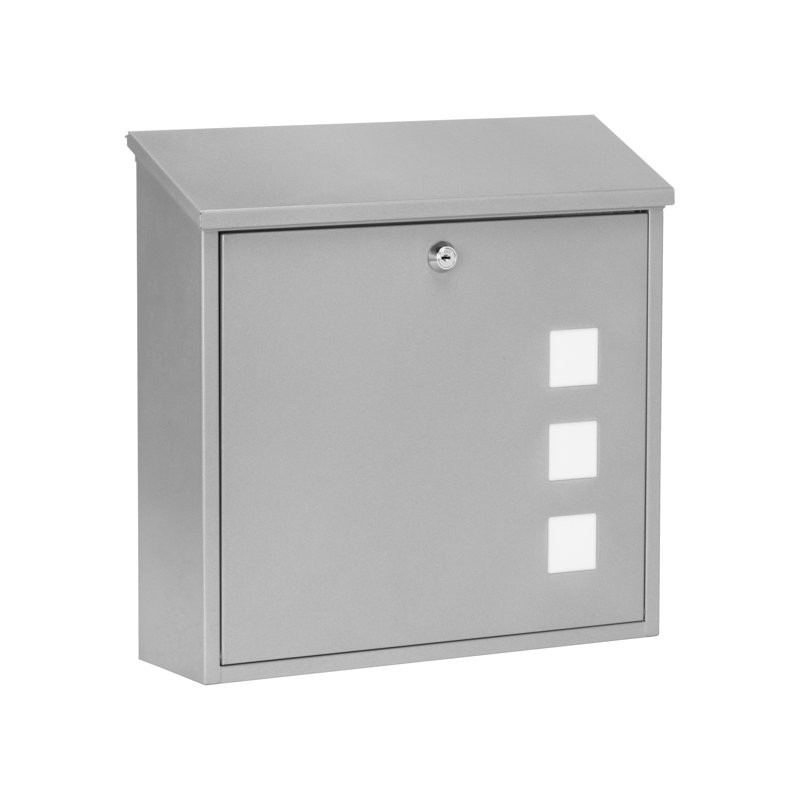 Aire Wall Mounted Galvanised Steel Lockable Weatherproof Post Box - 37x36x11cm, Silver