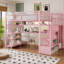 Lit mezzanine double avec escalier, garde-robe et bureau-878630612