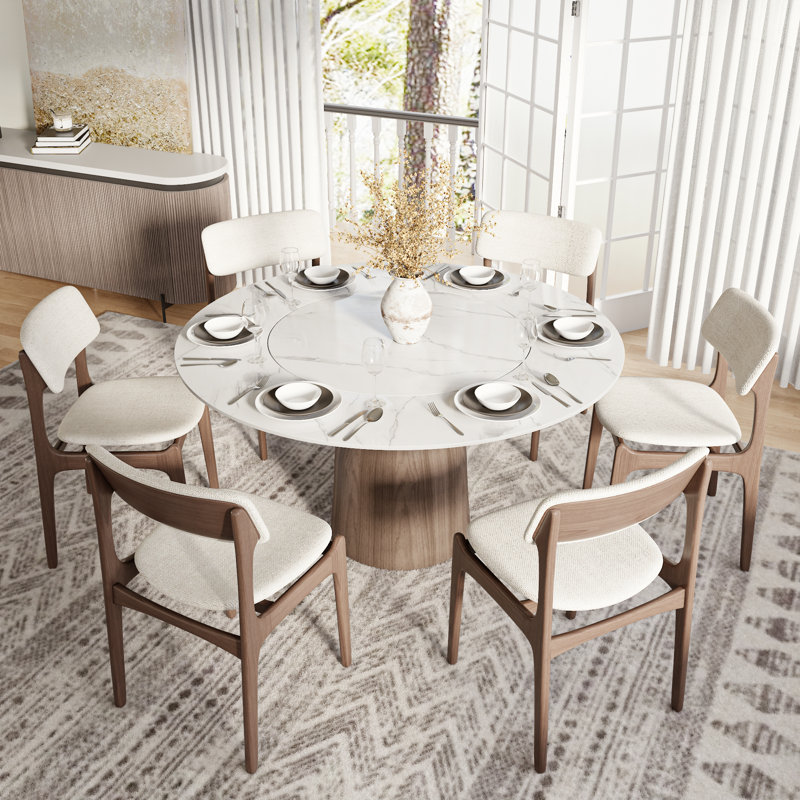 Table de salle à manger 53 "/ 59" Mid Century, H 29,52 po x L 59,05 po x l 59,05 po, Blanc neige