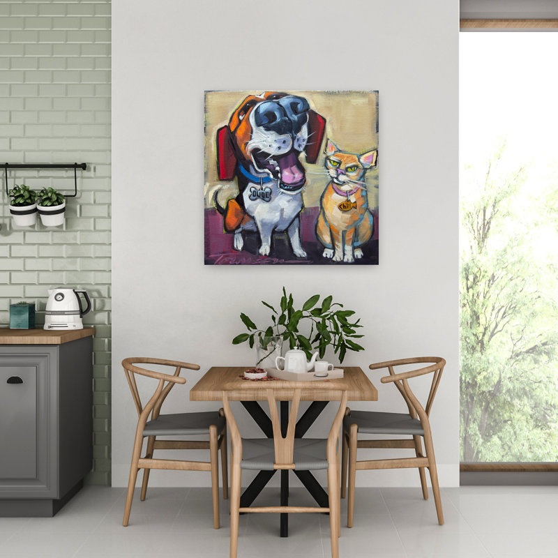 Art de chien contemporain Dude Chill, H 32 po x l 32 po
