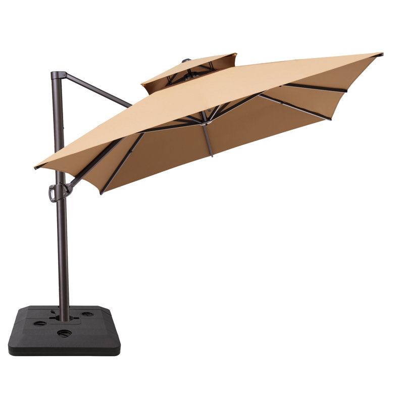 Parasol en porte-à-faux rectangulaire 13 'x 10', base de contrepoids incluse, Tanné