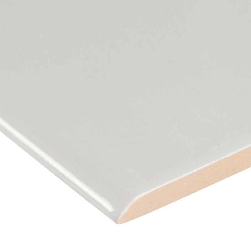 Segment 3 in. x 6 in. Glossy Ceramic Bullnose Tile Trim, Blanc