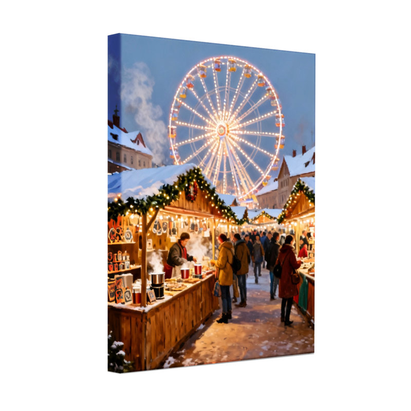 Marché de Noël de Noël avec grande roue et lumières, H 30 po x l 20 po