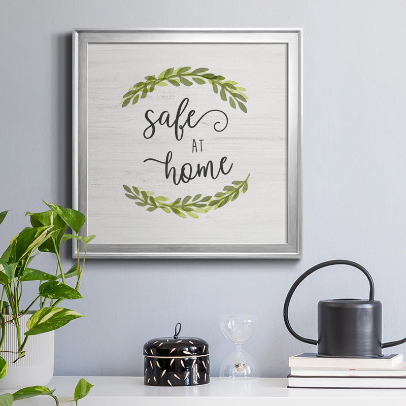 «Safe at Home», art textuel sur toile encadré, Toile argentée, H 34,5 po x l 34,5 po x P 1,5 po